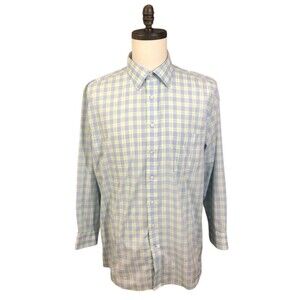 Stafford Button Down Shirt Mens Blue And Green Plaid Large